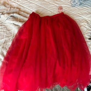 Elegant Red Tulle Skirt